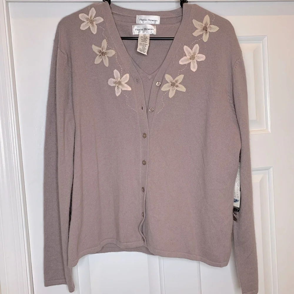 NWT Vintage “Secretary” Designer Rena Rowan Bohemia cardigan Sweater Set, Large - Picture 3 of 9